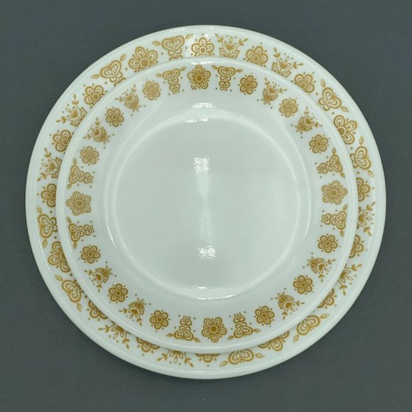 Corelle Butterfly Gold Dinner Plates Lunch Salad Plates Corning Gold Flowers - Picture 2 of 11